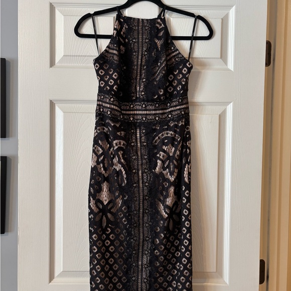 Lulus Dresses & Skirts - Lulu's Black and Cream Geometric Lace Dress Small